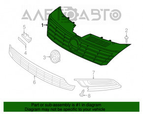 Решітка радіатора grill зі значком VW CC 13-17 рест