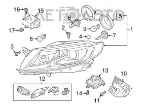 Фара передня права VW CC 13-17 у зборі рест ксенон