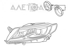 Фара передняя левая VW CC 13-17 голая рест ксенон led новый OEM оригинал