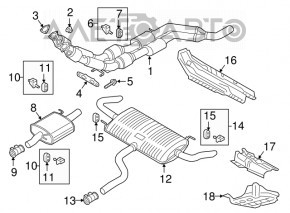 Глушитель задняя часть с бочкой VW Atlas 18- 3.6