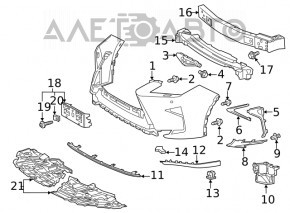 Бампер передній голий Lexus RX350 RX450h 16-19 без парктрону, новий OEM оригінал