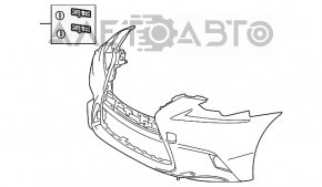 Бампер передний голый Lexus IS 14-16 дорест белый примят, запилен, нет фрагмента, деланный