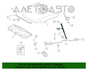 Амортизатор капота правий Lexus RX350 RX450h 10-15