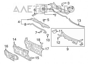 Уплотнитель решетки дворников левый Toyota Camry v40