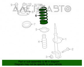 Пружина передняя левая Nissan Altima 13-18 жесткость бел. 2 красн.