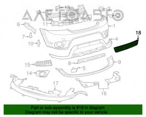 Нижня решітка переднього бампера Dodge Journey 11- SXT, Crossroad