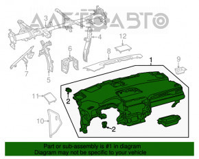 Торпедо передняя панель без AIRBAG Lexus RX350 16-19 черная