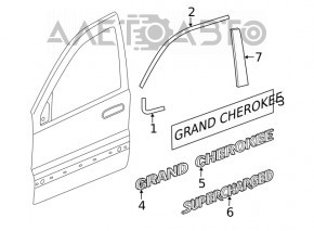 Накладка двері бічна перед прав Jeep Grand Cherokee WK2 11-21