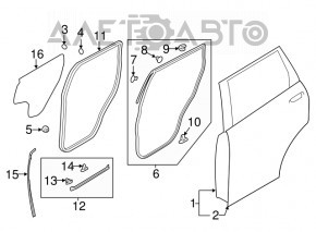 Уплотнитель двери задней левой Mitsubishi Outlander 14-15 дорест