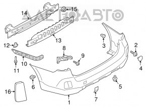 Бампер задній голий Subaru Outback 15-19