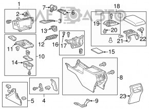 Накладка центральної консолі із підсклянниками Toyota Camry v50 12-14 usa сіре дерево