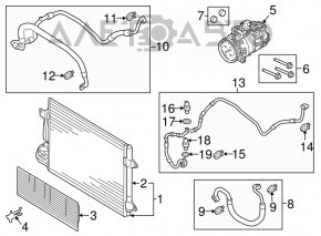 Трубка кондиционера печка-конденсер VW Passat b7 12-15 USA 2.5