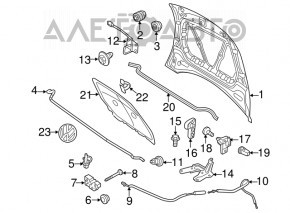 Трос открытия замка капота VW Beetle 12-19 задняя часть