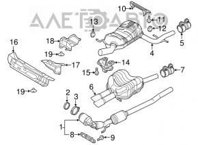 Глушитель задняя часть с бочкой VW Jetta 11-18 USA 2.0 TDI примят