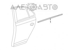 Молдинг дверь-стекло центральный задний левый VW Jetta 11-18 USA мат