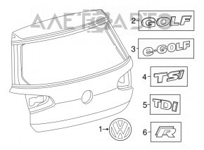 Эмблема GOLF двери багажника VW Golf 15-