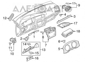 Накладка торпеди коліна водія VW Golf 15- черн