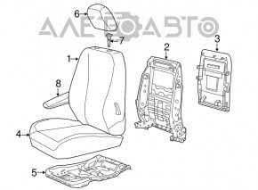 Пасажирське сидіння Dodge Grand Caravan 11-20 ганчірка, черн, хутро. регул, без airbag