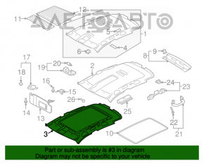 Обшивка потолка VW Tiguan 09-17 без люка, беж