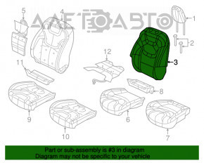 Водительское сидение Jeep Cherokee KL 14-18 без airbag, тряпка черн