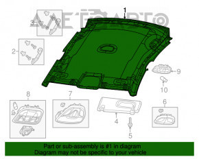 Обшивка потолка Chrysler 200 15-17 без люка, серая