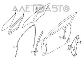 Скло двері перед лев Subaru Legacy 15-19