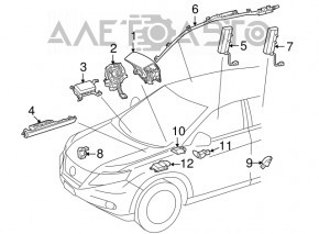 Подушка безопасности airbag боковая шторка правая Lexus RX350 RX450h 10-15 ржавый пиропатрон