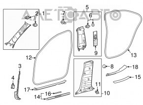Накладка центральної стійки верхня ремінь права Lexus IS 14-20 сіра