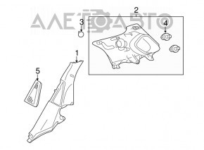 Накладка задньої стійки верхня права Lexus CT200h 11-17 сіра, побілів пластик, подряпини