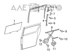 Стекло двери задней правой Toyota Sienna 11-20