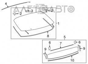 Стекло заднее двери багажника Toyota Prius 50 16- малое