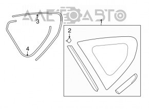 Форточка глухое стекло задняя правая Subaru Impreza 5d 17- черн, отклеен уплотнитель