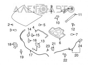 Замок капота правий Infiniti G25 G35 G37 4d 06-14