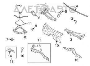 Решетка дворников пластик левая Infiniti G25 G35 G37 4d 06-13