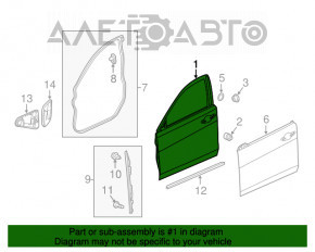 Дверь голая передняя левая Acura TLX 15-