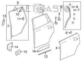 Дверь голая задняя левая Acura MDX 14-20