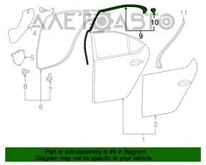 Уплотнитель двери верхний зад левый Lexus LS460 LS600h 07-12 лонг