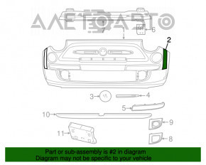 Крепление переднего бампера правое крыло Fiat 500 12-19