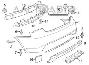 Губа заднего бампера Chrysler 200 11-14 под две трубы