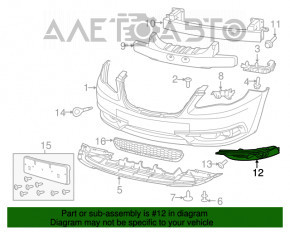 Грати бампера прав Chrysler 200 11-14 без птф