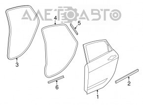 Уплотнитель двери задней правой Dodge Dart 13-16
