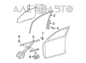 Скло двері перед лев Toyota Highlander 08-13