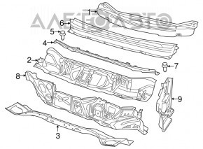 Поддон дворников пластик Jeep Cherokee KL 14- низ