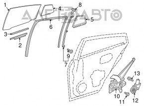 Ущільнювач скла задній правий Toyota Prius 50 16-