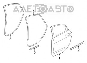 Ущільнювач двері зад прав Chrysler 200 15-17