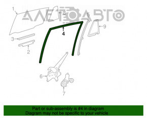 Уплотнитель стекла задний левый Toyota Rav4 13-18