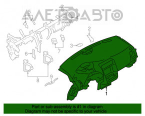 Торпедо передняя панель без AIRBAG Nissan Leaf 11-17 серая царапины