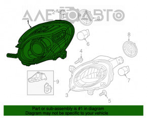 Фара передняя правая голая Fiat 500L 14-