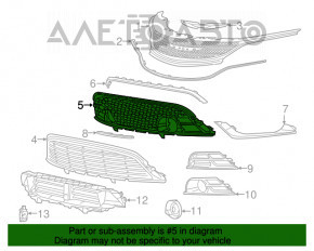 Решетка бампера центр Chrysler 200 15-17 черн