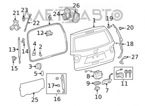 Петля двері багажника права Toyota Sequoia 08-16